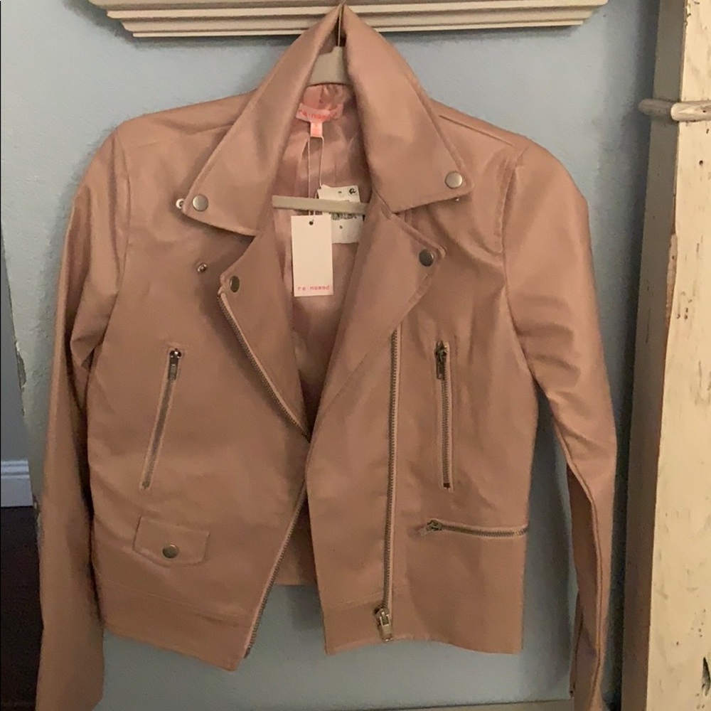 Soft pink Faux leather coat